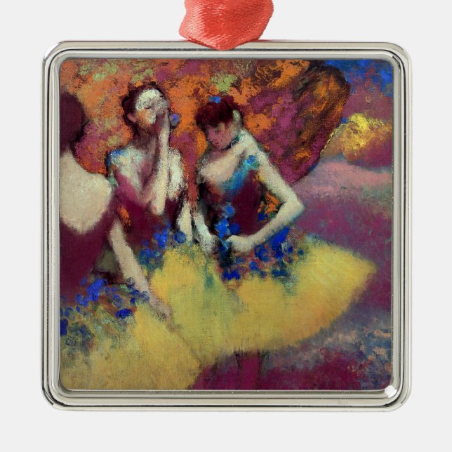 Three Dancers in Yellow Skirts by Degas Metal Ornament (Front)