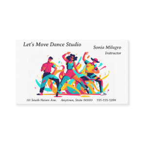 Three dancers with festive, upbeat colors business card