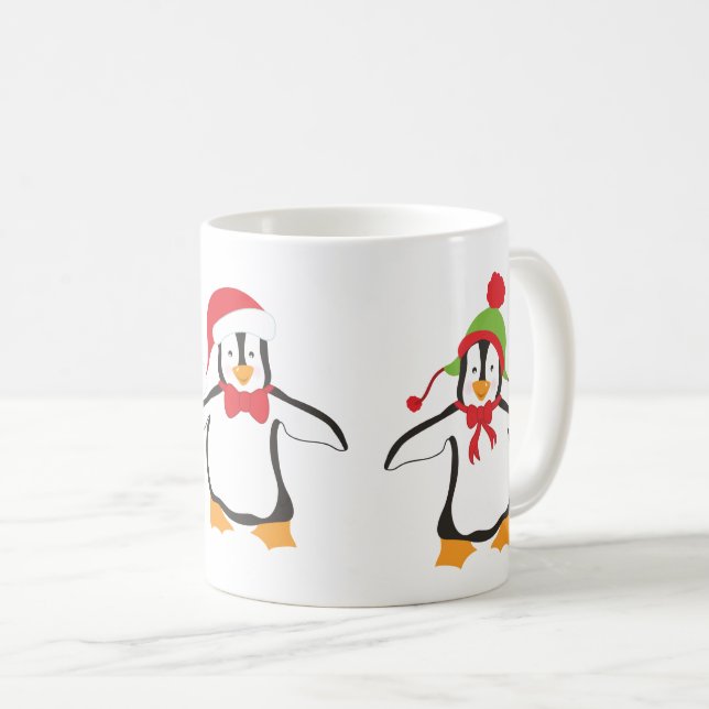 Three Dancing Cute Penguins Coffee Mug (Front Right)