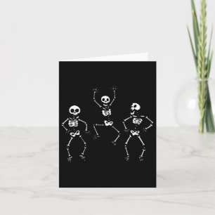 Three Dancing Funny Skeletons Halloween Card