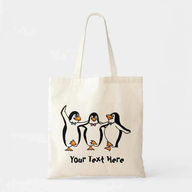 Three Dancing Penguins Tote Bag (Front)