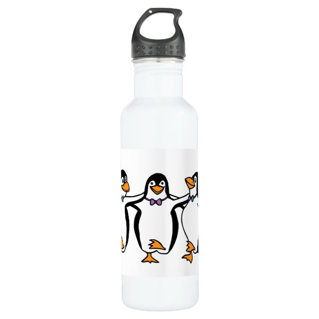 Three Dancing Penguins Water Bottle (Front)