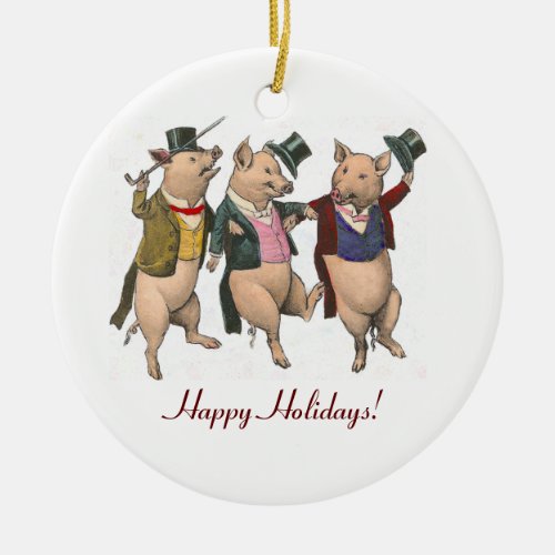 Three Dancing Pigs Christmas Ornament