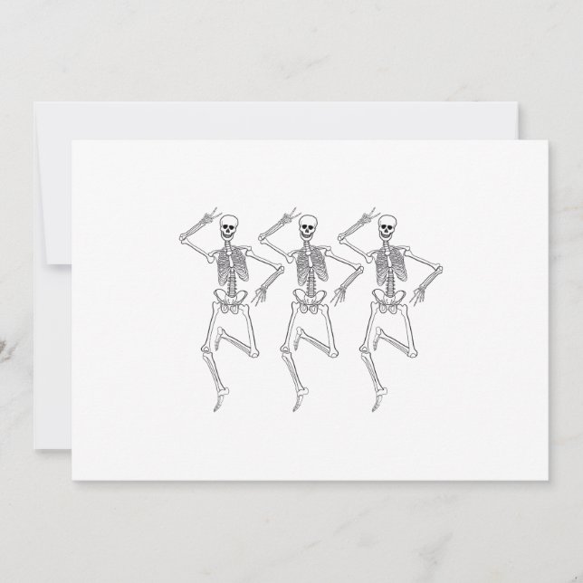 Three dancing skeletons invitation (Front)
