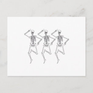 Three dancing skeletons postcard