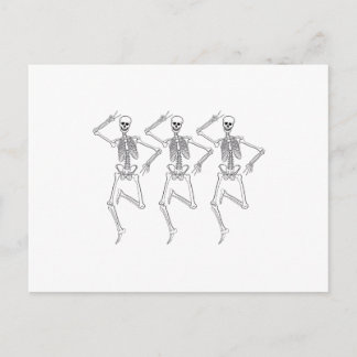 Three dancing skeletons postcard
