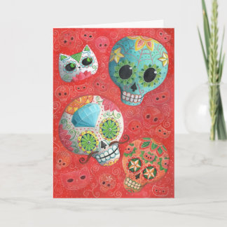 Three Day of The Dead Skulls Card
