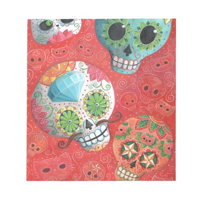 Three Day of The Dead Skulls Notepad (Front)