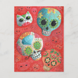 Three Day of The Dead Skulls Postcard