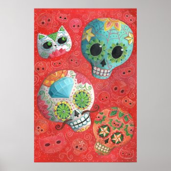 Three Day Of The Dead Skulls Poster by colonelle at Zazzle