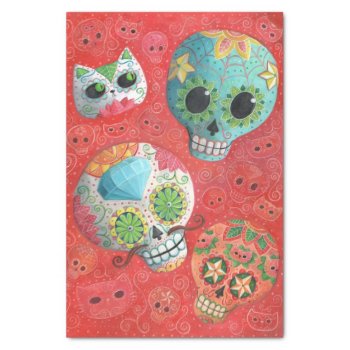 Three Day Of The Dead Skulls Tissue Paper by colonelle at Zazzle