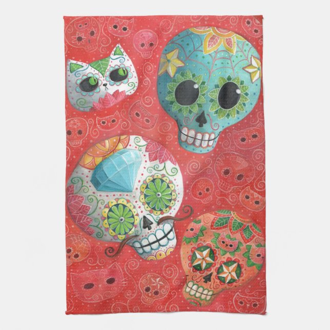 Three Day of The Dead Skulls Towel (Vertical)