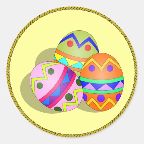 Three Decorated Easter Eggs custom design Classic Round Sticker