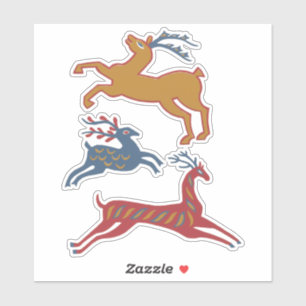 Three Deers American Folk Art Sticker