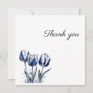 Three Delft Blue Tulips Thank You Card