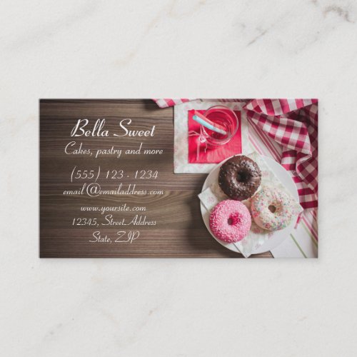 Three delicious doughnuts business card