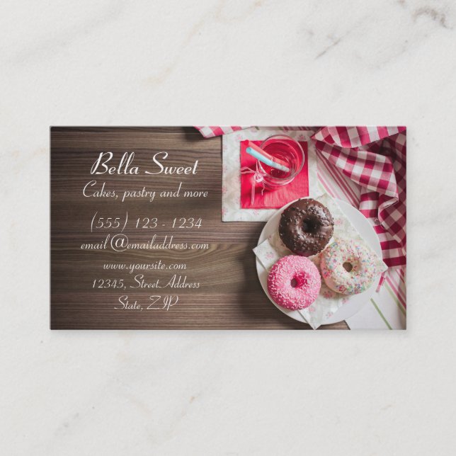 Three delicious doughnuts business card (Front)