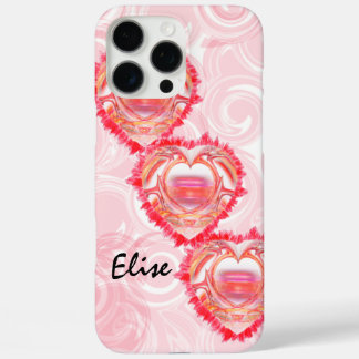 Three Diagonal Stacked Tattered Hearts Custom iPhone 16 Pro Max Case