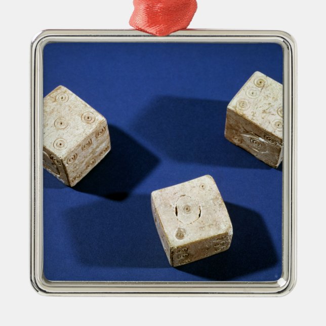 Three dice, from the acropolis at Osteria Metal Ornament (Front)