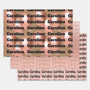 Three Different Designs Your Name Feminine Color Wrapping Paper Sheets