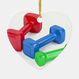 Three different dumbbells ceramic ornament