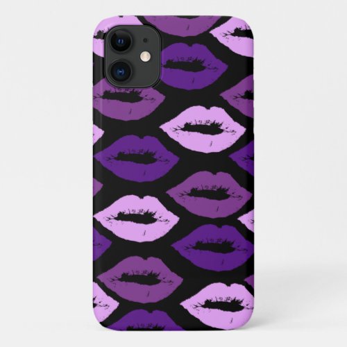 Three Different Purple Lip Shades Pattern iPhone 11 Case