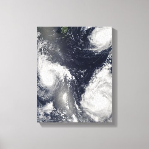 Three different typhoons canvas print