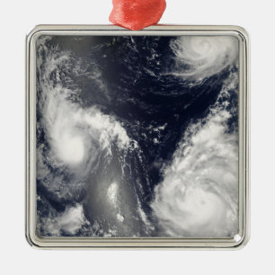 Three different typhoons metal ornament