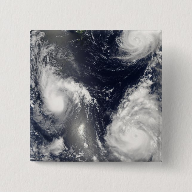 Three different typhoons pinback button (Front)