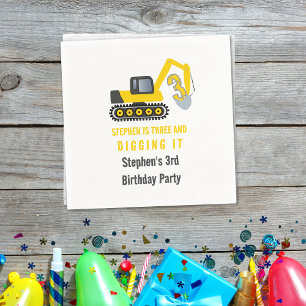 Three & Digging it Construction 3rd Birthday Party Napkins