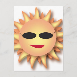 Three-Dimensional Cartoon Sun with Shades Postcard