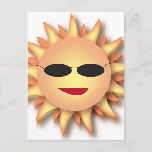 Three_Dimensional Cartoon Sun with Shades Postcard