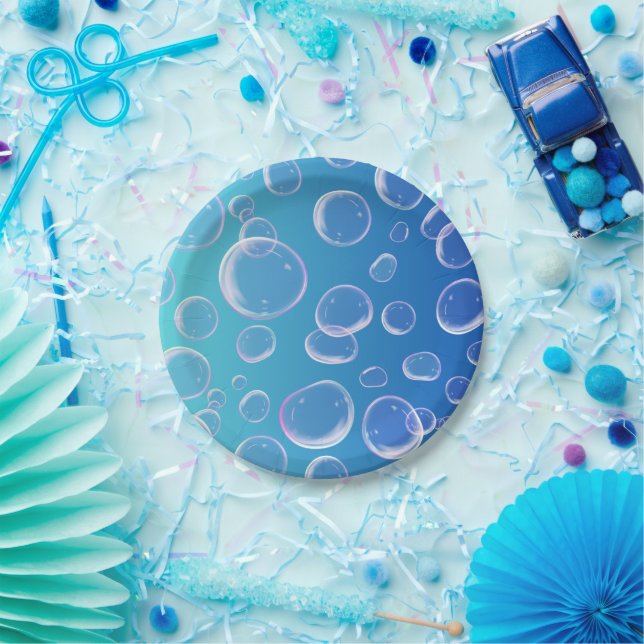 Three-Dimensional Colorful Bubbles  Paper Plates (Party)