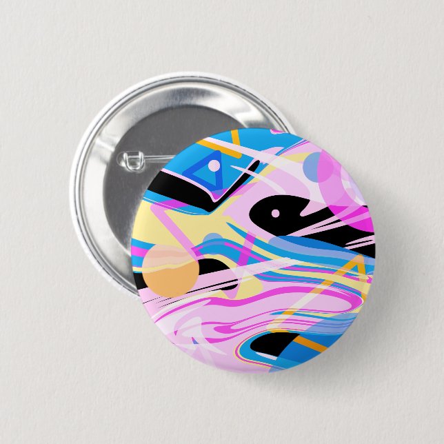 Three Dimensional Geometric Abstract Painting Button (Front & Back)