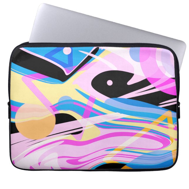 Three Dimensional Geometric Abstract Painting Laptop Sleeve (Front)