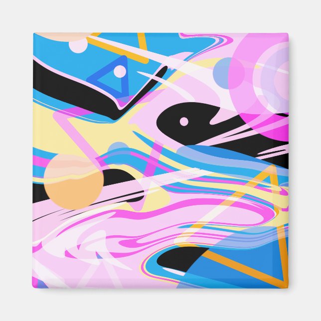 Three Dimensional Geometric Abstract Painting Magnet (Front)