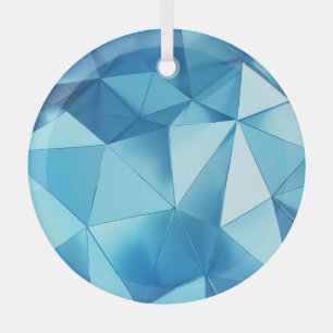 Three-dimensional geometric, metal blue background glass ornament