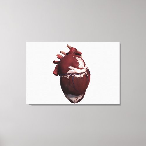 Three Dimensional View Of Human Heart Left Side Canvas Print