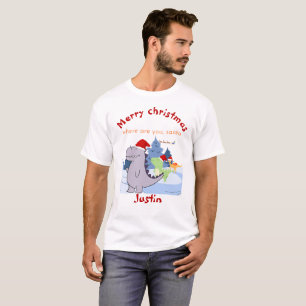 three dinosaurs christmas gift, personalized name T-Shirt