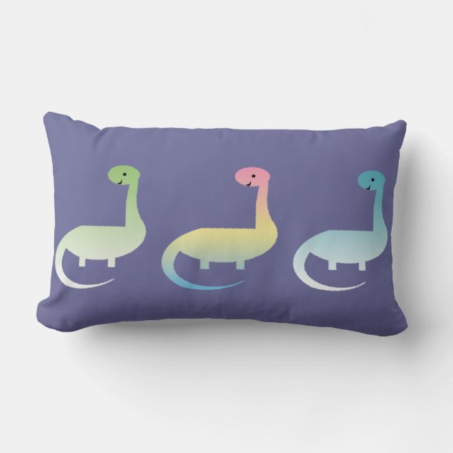 Three Dinosaurs Colorful Pillow (Front)