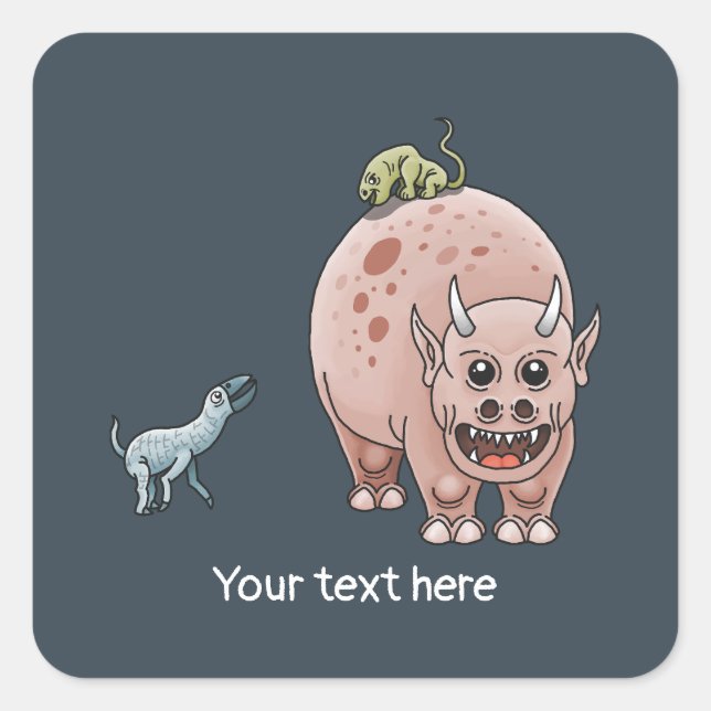 Three Dinosaurs Square Sticker (Front)
