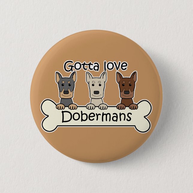 Three Dobermans Button (Front)