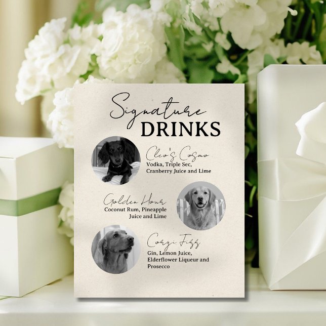 Three Dog Wedding Signature Drinks Bar Sign (This Two Dog Wedding Signature Drinks Bar Sign is perfect for any wedding reception!)