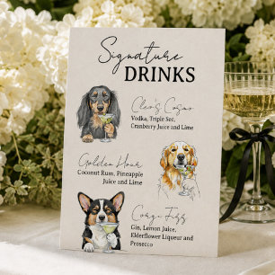 Three Dog Wedding Signature Drinks Bar Sign