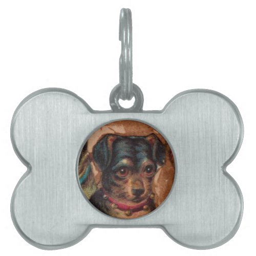 THREE DOGGIES WITH ROSES detail Pet ID Tag