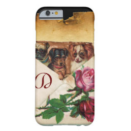 THREE DOGGIES WITH ROSES MONOGRAM BARELY THERE iPhone 6 CASE