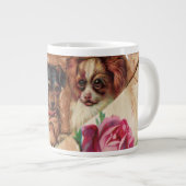 THREE DOGGIES WITH ROSES  MONOGRAM GIANT COFFEE MUG (Front Right)