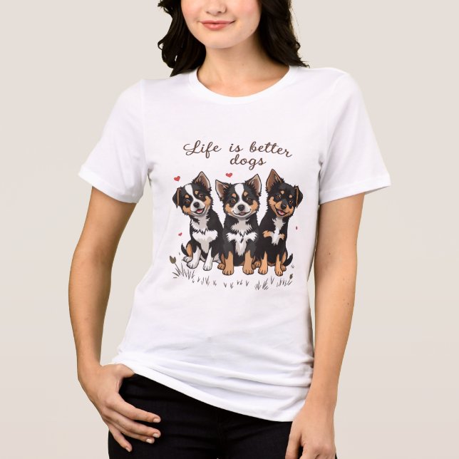 Three dogs on a t-shirt . Tri-Blend shirt (Front)