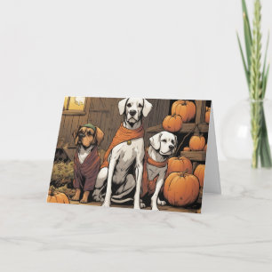 Three dogs on Halloween Card