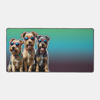 Three Dogs with Sunglasses Desk Mat